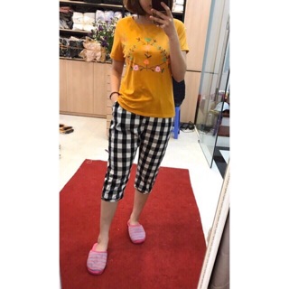 Bộ mặc nhà quần lỡ áo pull hoạ tiết hoa