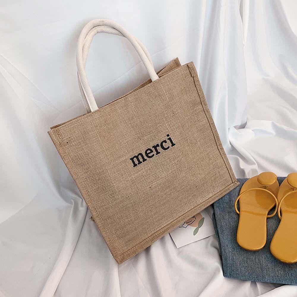Túi Xách Vải Lanh In Chữ Phong Cách Bohemian