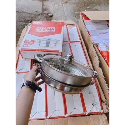 Nồi hấp đa năng 2 tầng 28cm Xửng hấp inox 2 ngăn