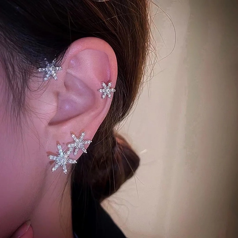 Bông kẹp tai nhiều mẫu tuỳ chọn đính đá pha lê thanh lịch cho nữ