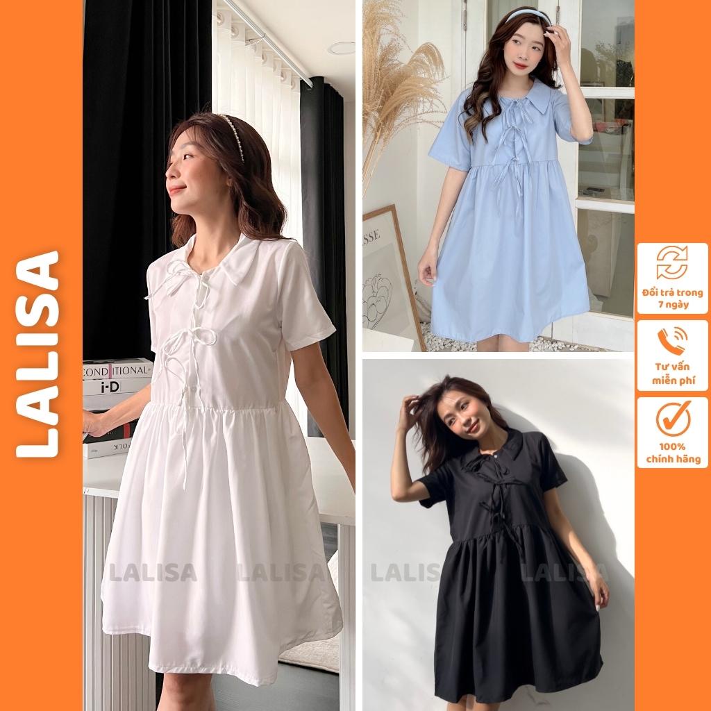 Đầm Babydoll LALISA Váy Babydoll Dáng Ngắn Xòe Cổ Sơ Mi Thắt Nơ Dễ Thương Hàn Quốc Ulzzang VD019