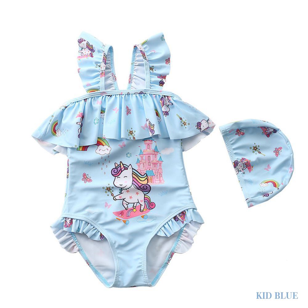 Bộ Đồ Bơi Bikini Viền Bèo Dễ Thương Dành Cho Bé Gái 1-7 Tuổi