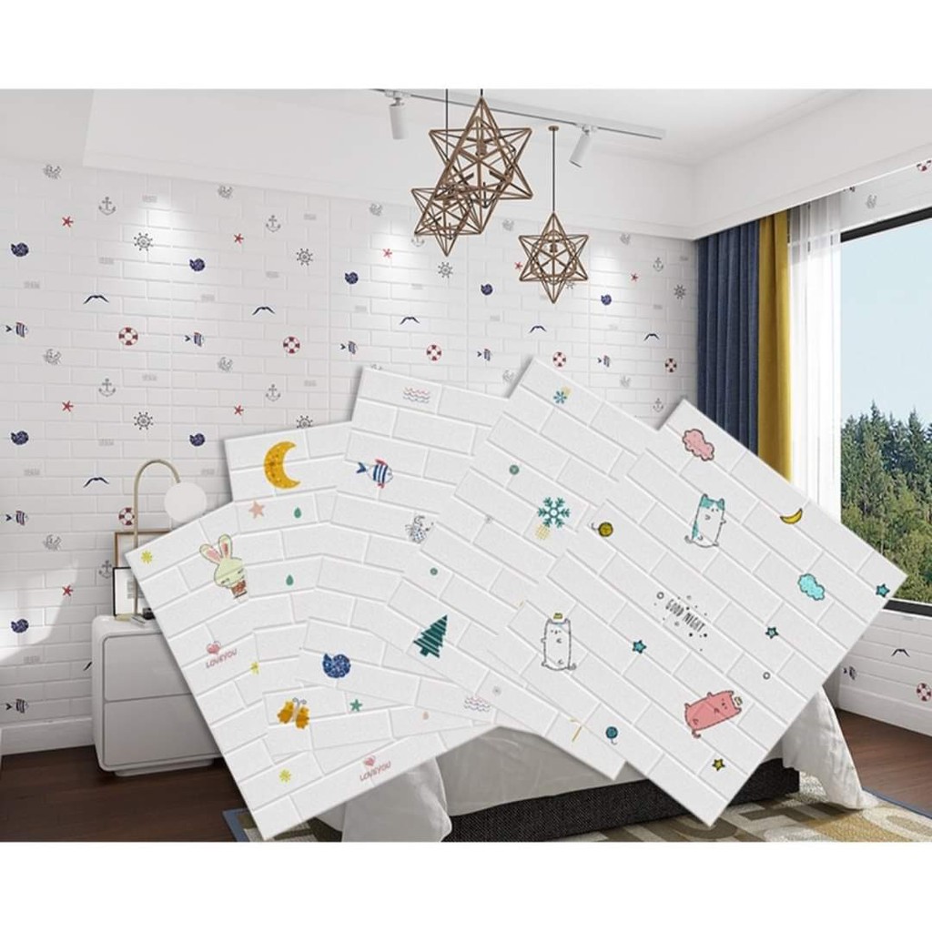 [ LOẠI 1, GIÁ SOCK] 🌹 XỐP DÁN TƯỜNG 3D HOẠ TIẾT, XỐP HOẠT HÌNH ĐÁNG YÊU CHỐNG NÓNG, CHỐNG THẤM KHỔ 70X77CM | BigBuy360 - bigbuy360.vn