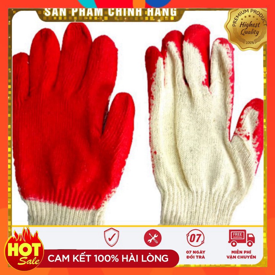 [GIÁ SẬP SÀN] Găng tay sợi phủ cao su đỏ (10 đôi)