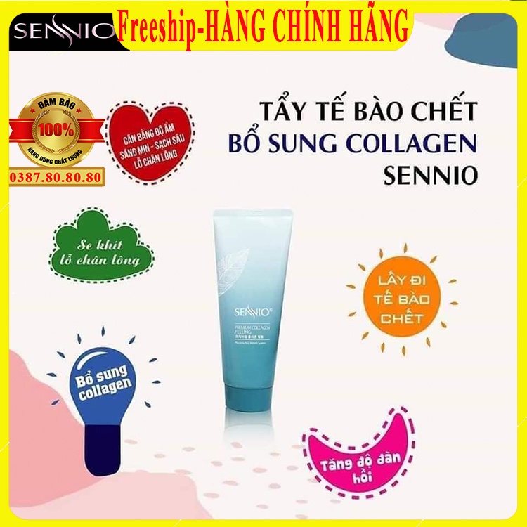 Kem tẩy tế bào chết mặt/ Gel tẩy tế bào chết trắng da, se khít lỗ chân lông, hết mụn, bổ sung collagen sennio hàn quốc