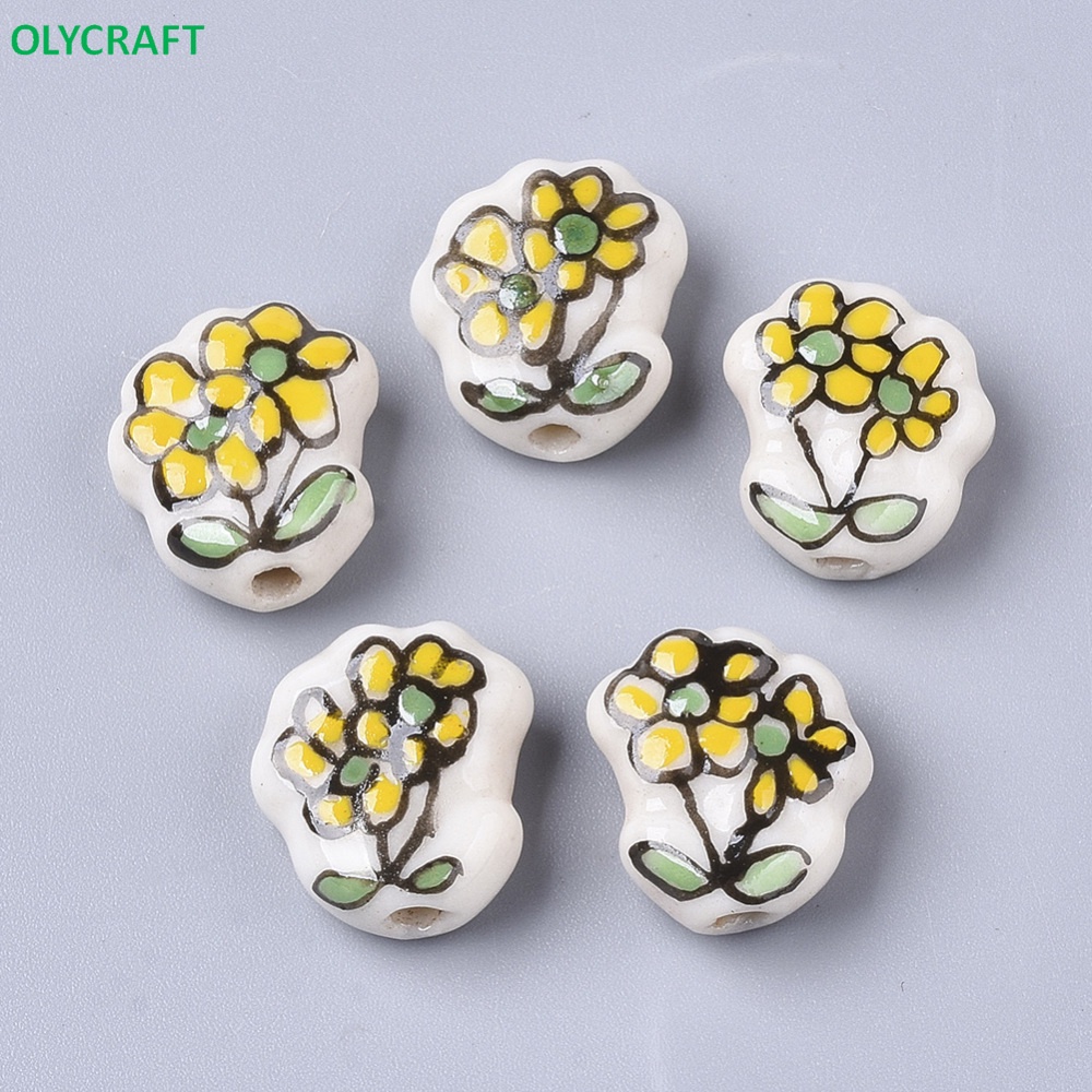 Set 2-5 Hạt Sứ Xâu Chuỗi Hình Hoa Hồng / Cây / Cá Heo / Bướm Làm Trang Sức Thủ Công diy