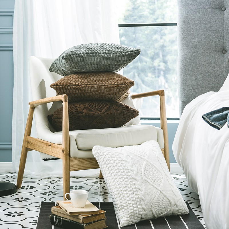 Gối len dệt kim phong cách Retro bắc âu trang trí phòng khách/phòng ngủ/văn phòng