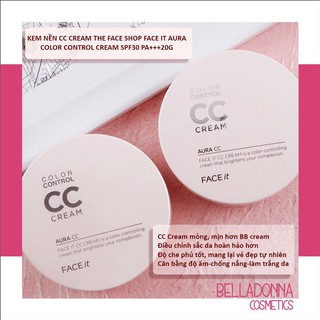 [2 Tone] Kem Nền The Face Shop CC Cream Face It Aura Color Control Cream SPF30 PA+++20g