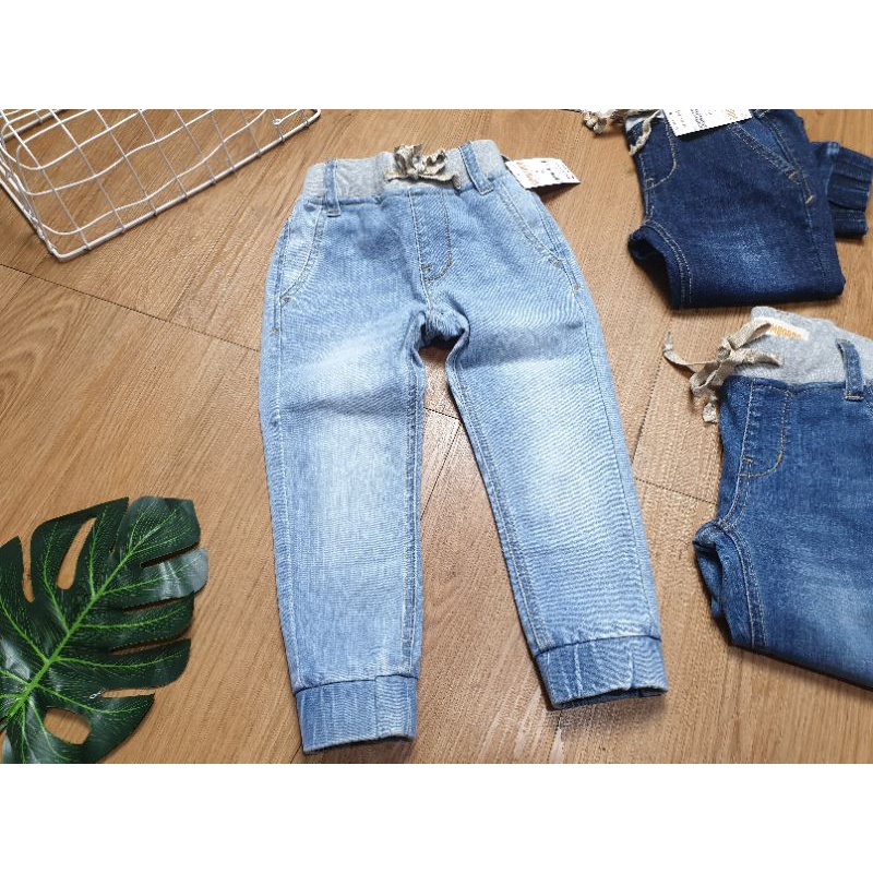 Quần bò Jean Gymboree bé trai lưng thun có dây rút co giãn bé trai hàng xuất dư xịn