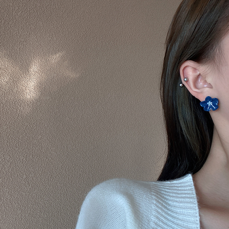 Bông Tai Hình Hoa Đính Ngọc Trai Phong Cách Vintage