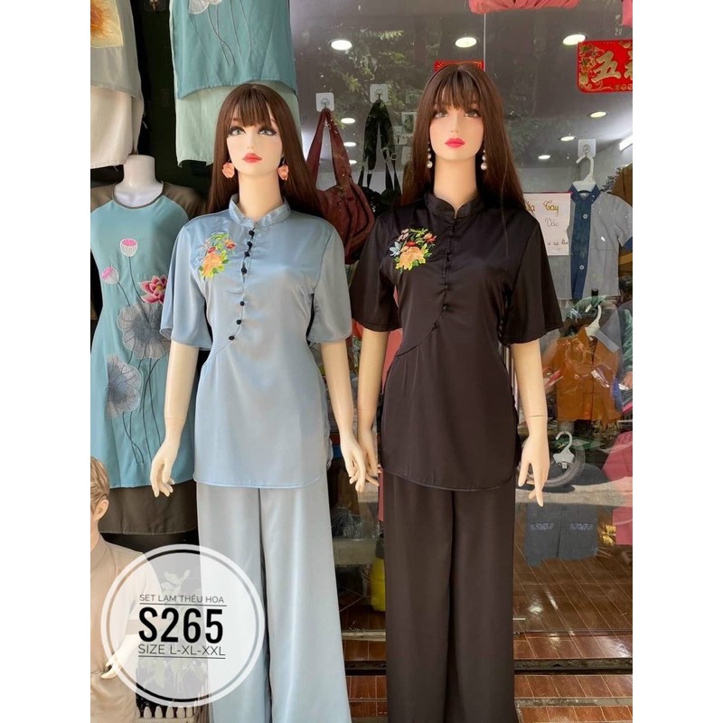 BIGSIZE Set lam thêu hoa S265