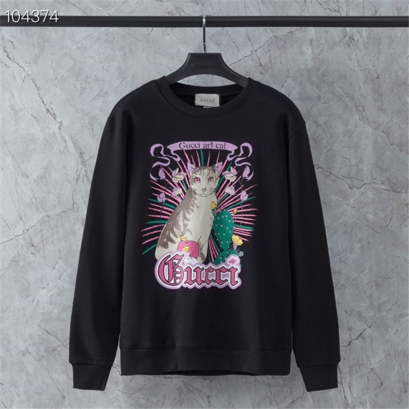 Classic G Couples Fashion Cat Print Pullover Sweatshirts Long Sleeve Coat Plus Size Sports Casual Unisex