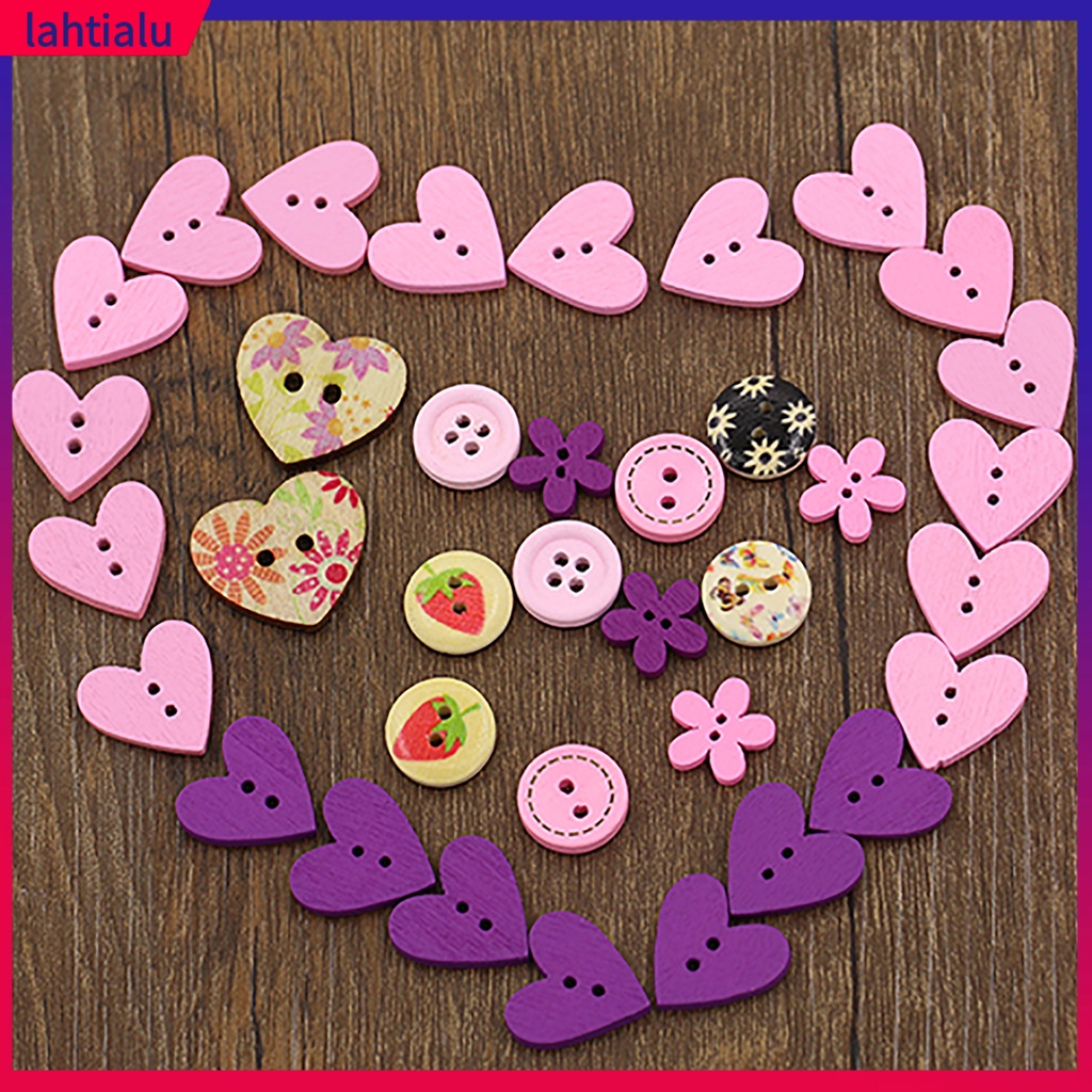 Cúc Áo Bằng Gỗ In Hình Hoa Phong Cách Dành Cho May Vá