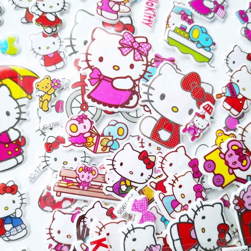 Bộ 1 / 5 tấm nhãn dán trang trí hình Hello Kitty 3D
