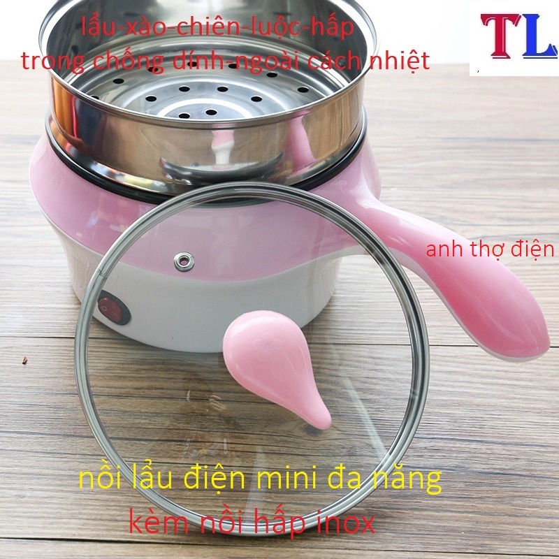 nồi lẩu mini nấu mì -nồi lẩu đa năng 2 tầng kèm hấp 18cm 26cm 28cm