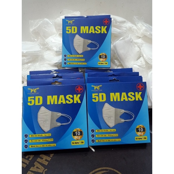 Sỉ 10 hộp (gồm 100 cái) khẩu trang 5D Phượng Cát