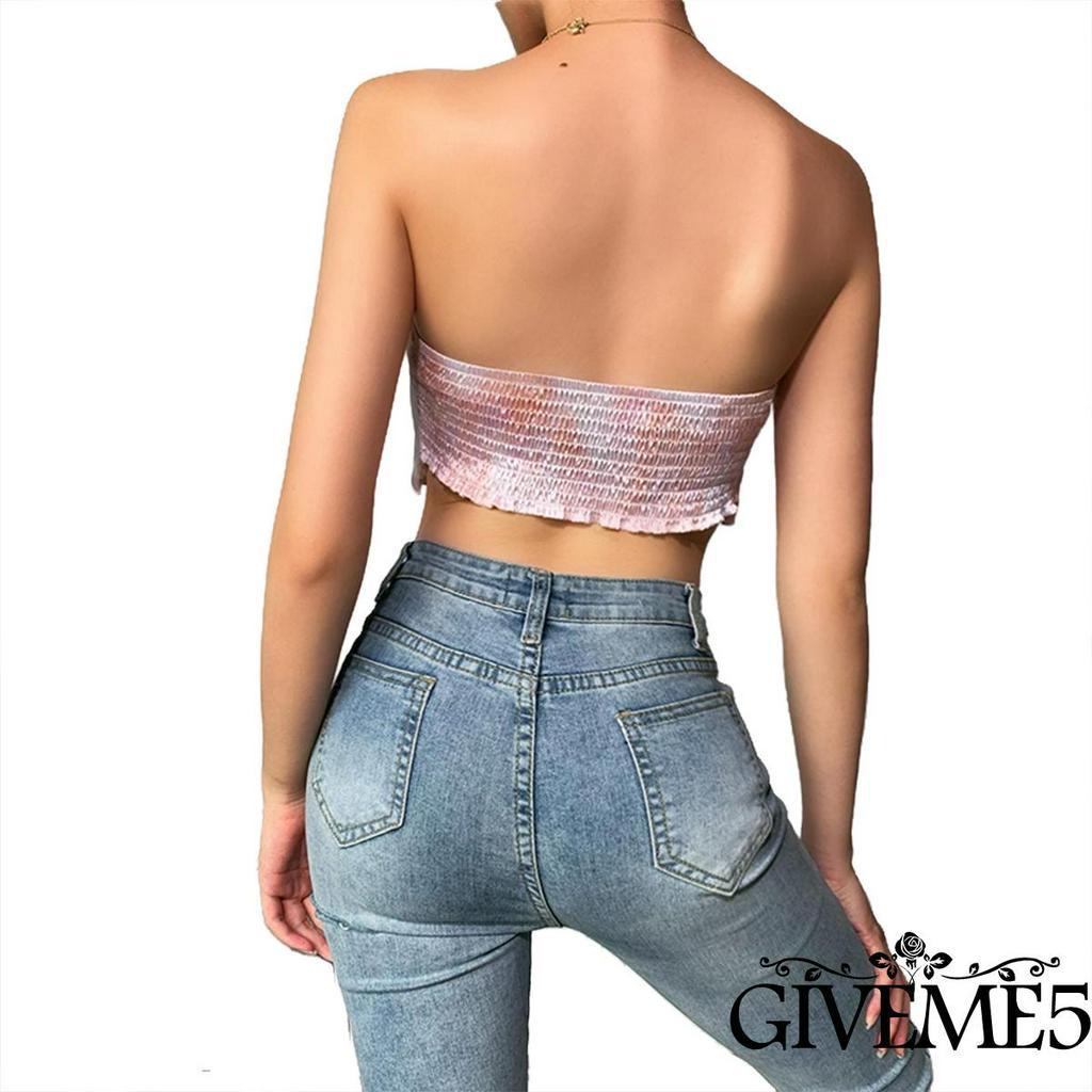 Áo lửng dạng ống không tay hở lưng thắt nút giản dị gợi cảm cho nữ