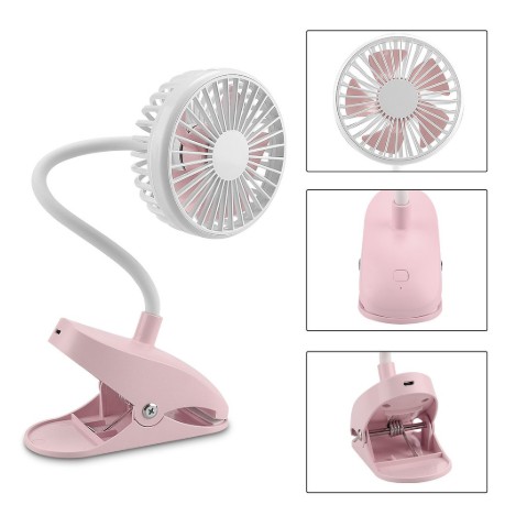 Quạt mini kẹp bàn hoặc nôi em bé có thể sạc lại tiện lợi và dễ thương kèm dây cáp USB | BigBuy360 - bigbuy360.vn