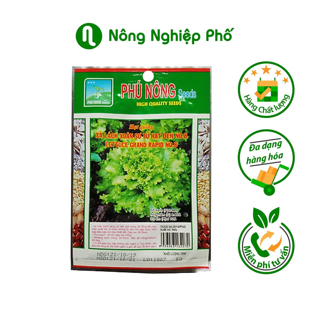Hạt giống xà lách xoăn sư tử hạt đen Phú Nông - Gói 5 gram
