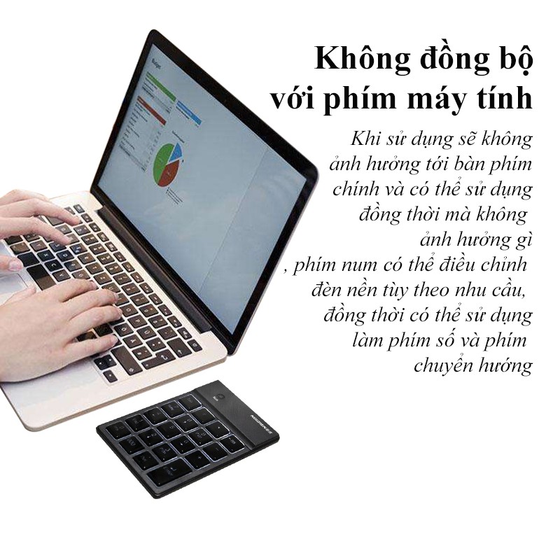 Bàn phím số không dây Newmen TK-028 (LED, Bluetooth ) - Hàng chính hãng