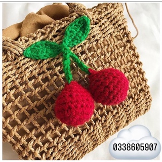 Túi cói gắn quả cherry 🍒 xinh xắn ảnh thật