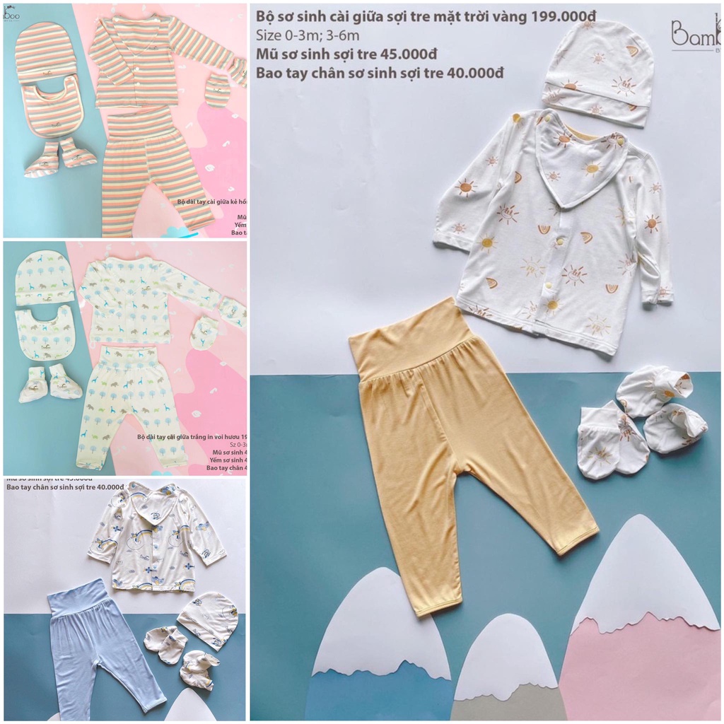 [CHÍNH HÃNG] Bộ sơ sinh cài giữa sợi tre Bamboo by Lil