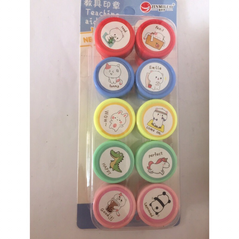 Bộ 10 con dấu hình mặt trái cây và con vật các hình ngộ nghĩnh cho bé