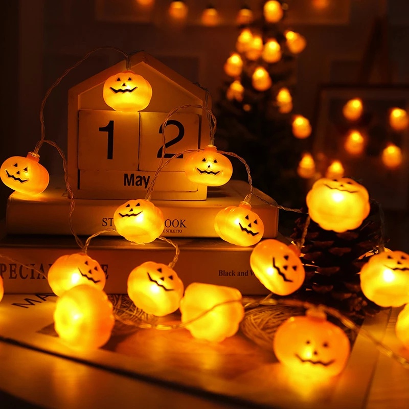 Dây Đèn LED 1 / 3M Hình Quả Bí Ngô Trang Trí Halloween