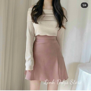 Sét Áo Trễ Vai Mix Chân Váy Chữ A Hồng 🦋FREESHIP🦋 Cưng Sỉu Luôn Linh Dilys Store