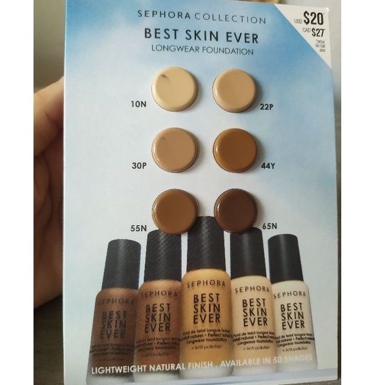 [Pháp]Set Sample 6 Màu Nền Lâu Trôi Sephora Best Skin Ever Long wear Foundation