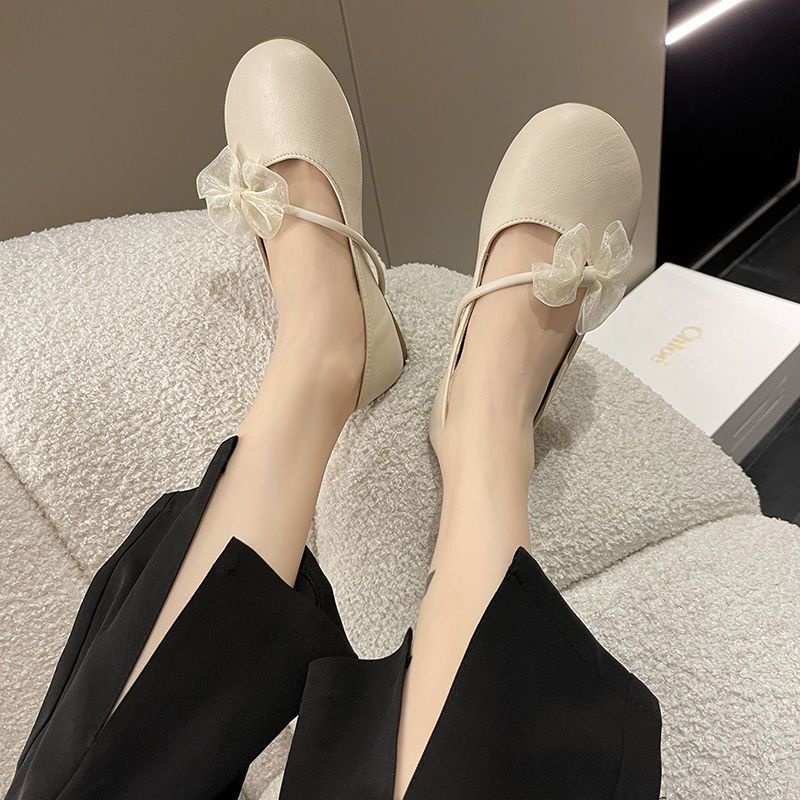 Giày Búp Bê Đế Mềm Đính Nơ Xinh Xắn Thời Trang Mùa Thu Cho Nữ Size 35-40