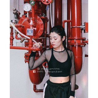 [C103] Áo croptop lưới dài tay