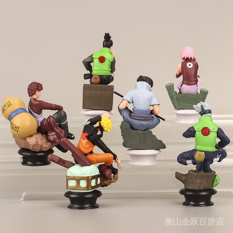 Bộ 6 Mô Hình Nhân Vật Hoạt Hình Naruto Sasuke Kakashi I Love Luo Haruno Sakura Maru C3Z