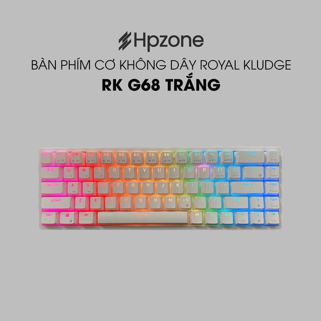 RKG68 Bàn phím cơ không dây RK G68 RGB chính hãng ROYAL KLUDGE, Hot Swappable, Bluetooth 5.0/ Wireless 2.4Ghz, Type C