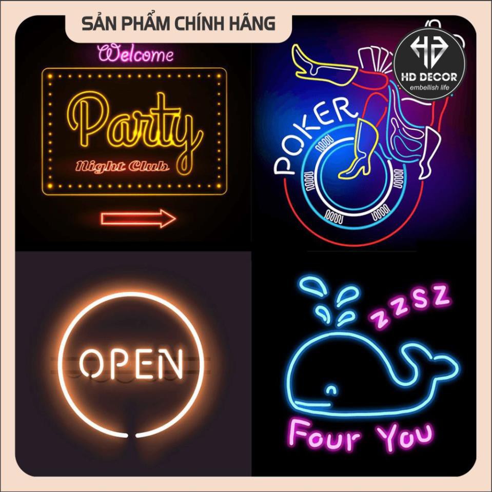 Đèn LED Neon Decor Phòng Ngủ - Thích Hợp Decor Quán Bar Chill, Tặng Kèm Pin chỉ vệc tỏa sáng