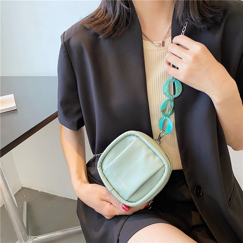 Túi đeo chéo mini hình vuông màu macaron phong cách phương Tây thời trang 2021 cho nữ