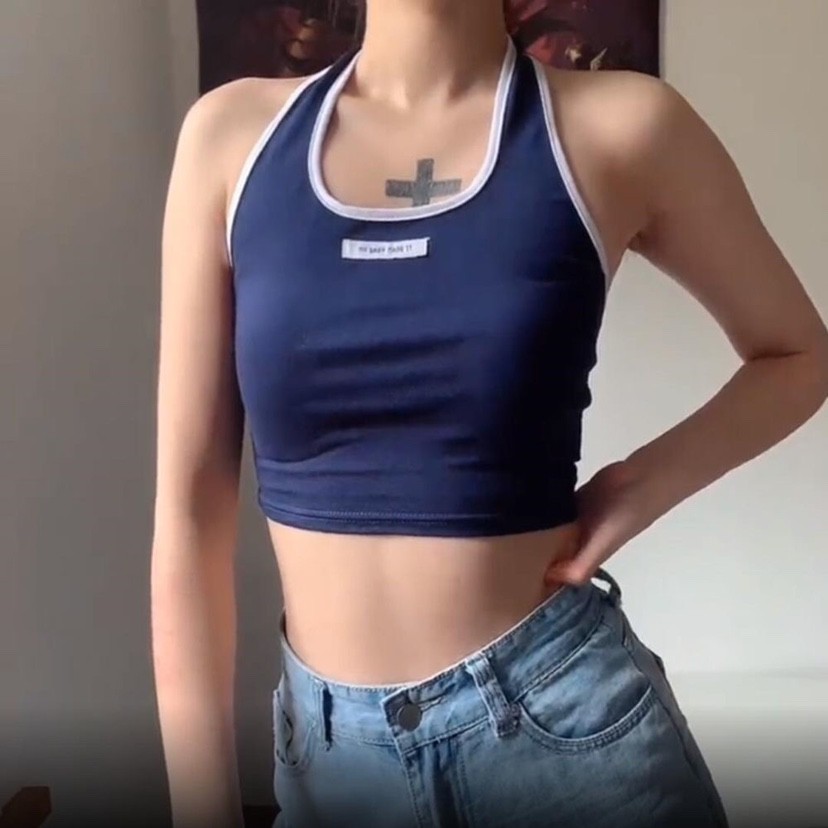 Cocory vn Áo dây choàng cổ dệt kim dáng ôm thời trang mùa hè cho nữ