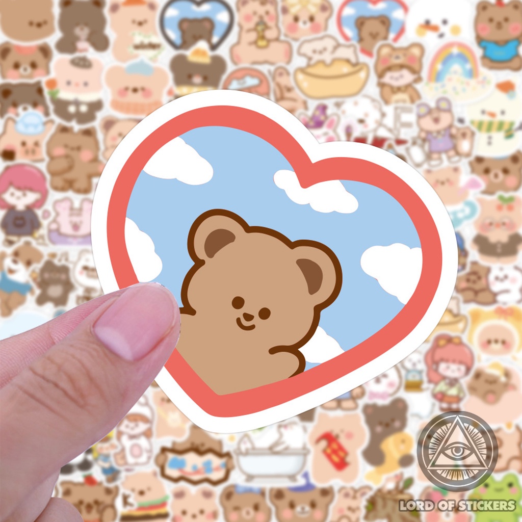 Set 100 Nhãn Dán Hoạt Hình Gấu Dễ Thương Sticker Cute Phong Cách Hàn Quốc Trang Trí Mũ Bảo Hiểm, Laptop, Vali, Xe, Sổ