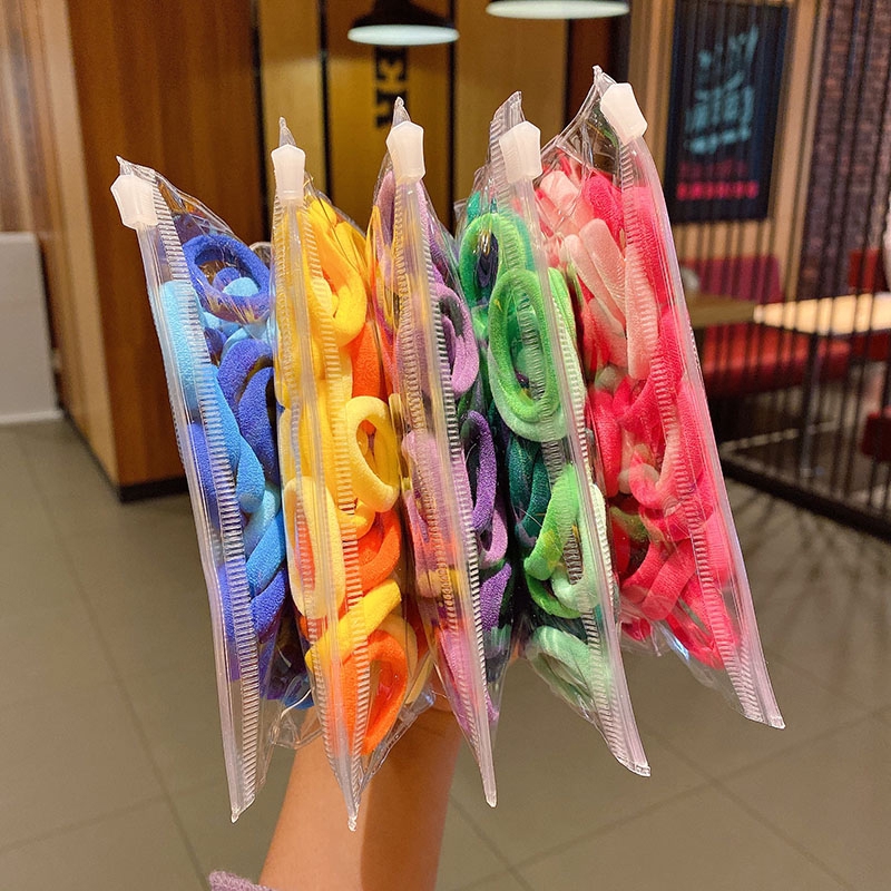 50Pcs/Set Basic Elastic Hair Ropes With Little Daisy Storage Bag/ Multicolor Mini Hair Band For Girls Children's Hair Ponytail Holder