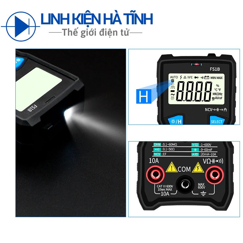 Đồng hồ vạn năng điện tử  FS1B độ chính xác cao chống cháy kích thước nhỏ gọn tiện lợi có đèn pin