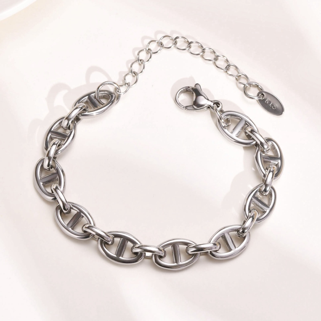 Vnox Vòng Tay Mắt Xích Bằng Thép Không Gỉ 18K 5mm Cho Nữ