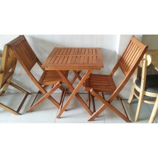 Bộ bàn ghế xếp gỗ cao 73cm ( 1 bàn + 2 ghế )