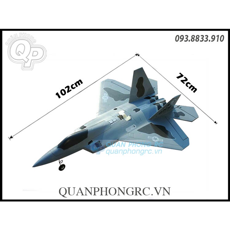 Kit EPO F22 Raptor Sơn Xám Sải 72cm + Decal + Càng Đáp