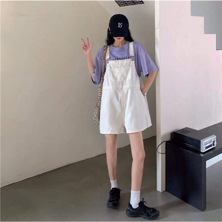 Quần Yếm Bò Nữ MIAA form Rộng Hai Dây, Quần yếm Sooc Jeans Dáng Yếm Ulzzang Xanh Nhạt Cao Cấp