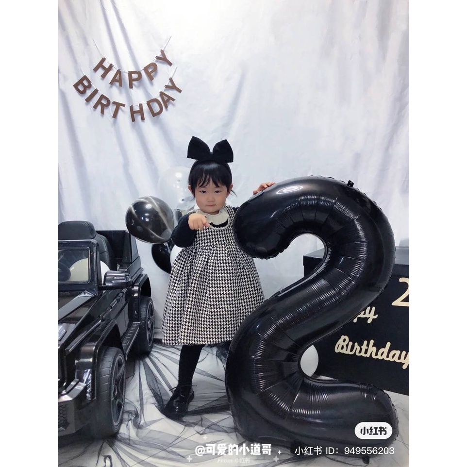 Bóng số tuổi màu đen, màu trắng size 32inch cỡ lớn 70cm trang trí sinh nhật, thôi nôi