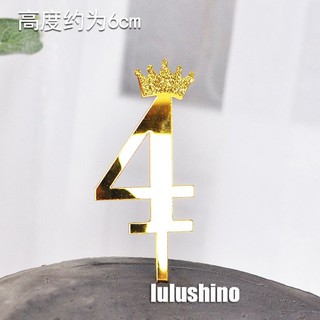 Phụ kiện trang trí bánh sinh nhật_Mica số vương miện vàng 4