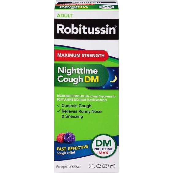 [DATE 10/2022] SIRO ROBITUSSIN MAXIMUM STRENGTH NIGHTTIME COUGH DM 237ML (8 FL OZ) ( TƯƠNG TỰ MUCINEX DM )