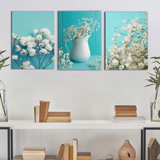 Bộ tranh Canvas lọ hoa xanh ( đã đóng khung ) SR400