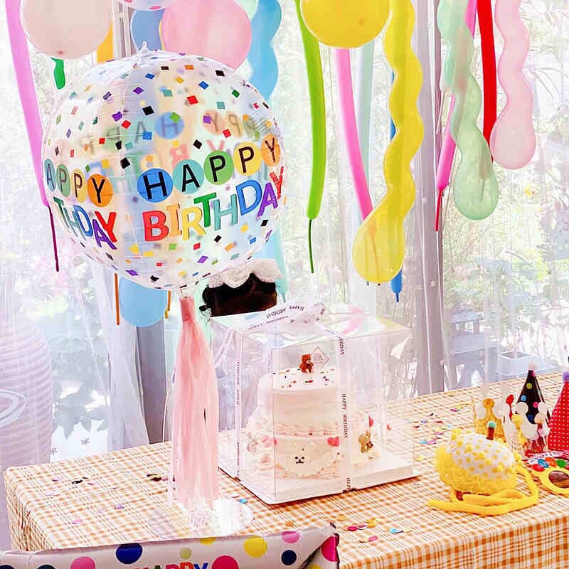 (Tặng kèm tua rua) Bóng 4D đa sắc in chữ Happy Birthday trang trí sinh nhật, decor