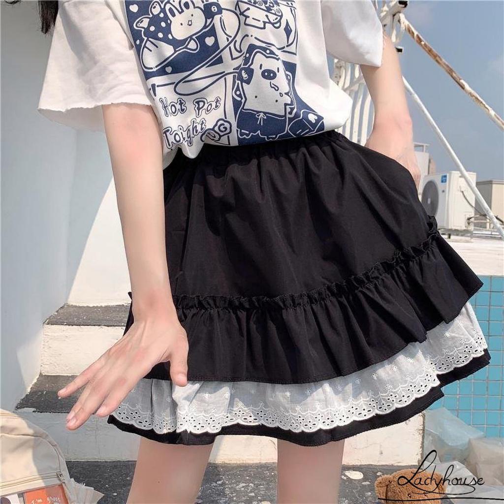 Chân Váy Chữ A Lưng Cao Phối Ren Xếp Ly Thời Trang Cho Nữ